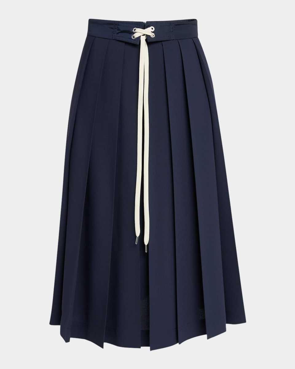 Pleated A-Line Midi Skirt